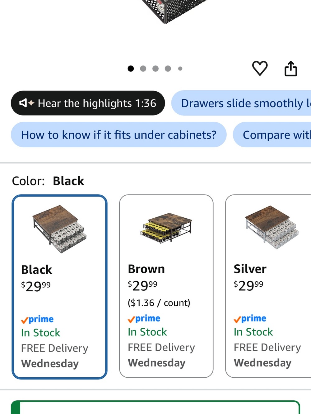 Amazon Two Drawer Coffee Pod Organizer for K Cups - Picture 2 of 4